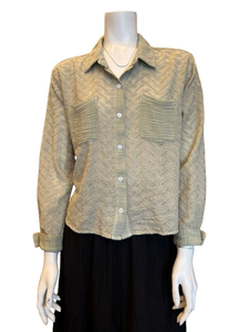 Long Sleeve Eyelet with Gauze Blouse (more colors)