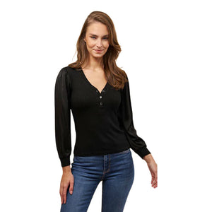 Puff Sleeve Henley Top (more colors)