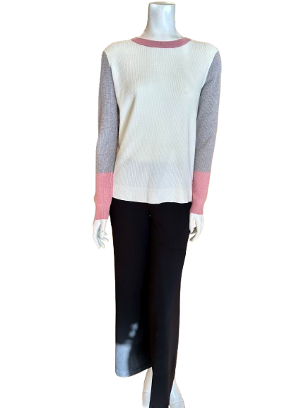 Colorblock Sleeve Crew Neck Top