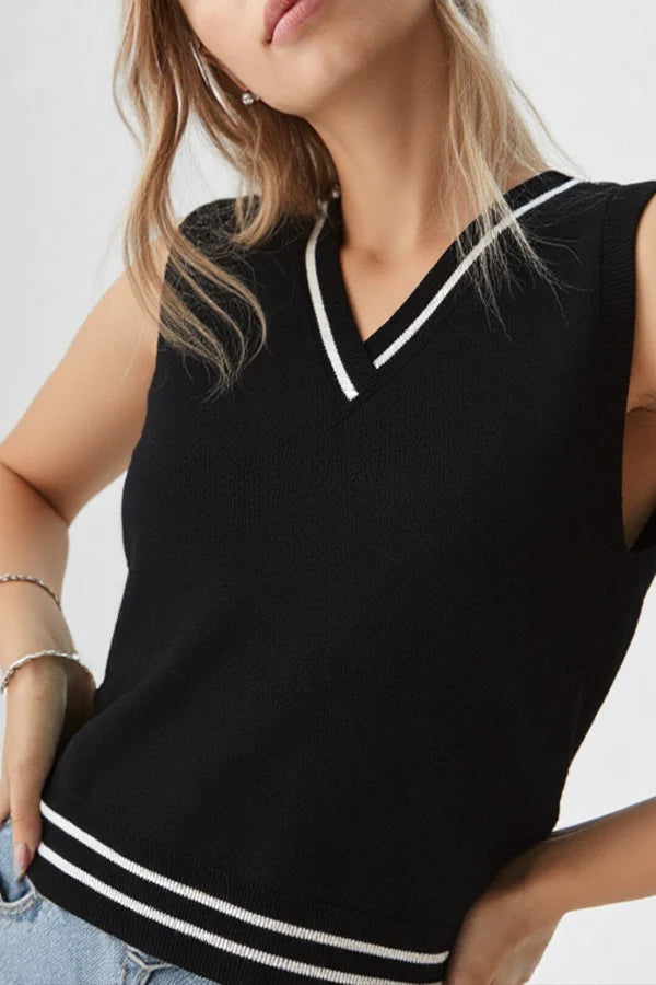 Black V Neck Shell