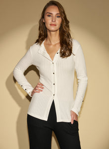 Brushed Wide Rib Hacci Button Top – Jia Boutique