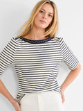 Embroidered Boatneck Top