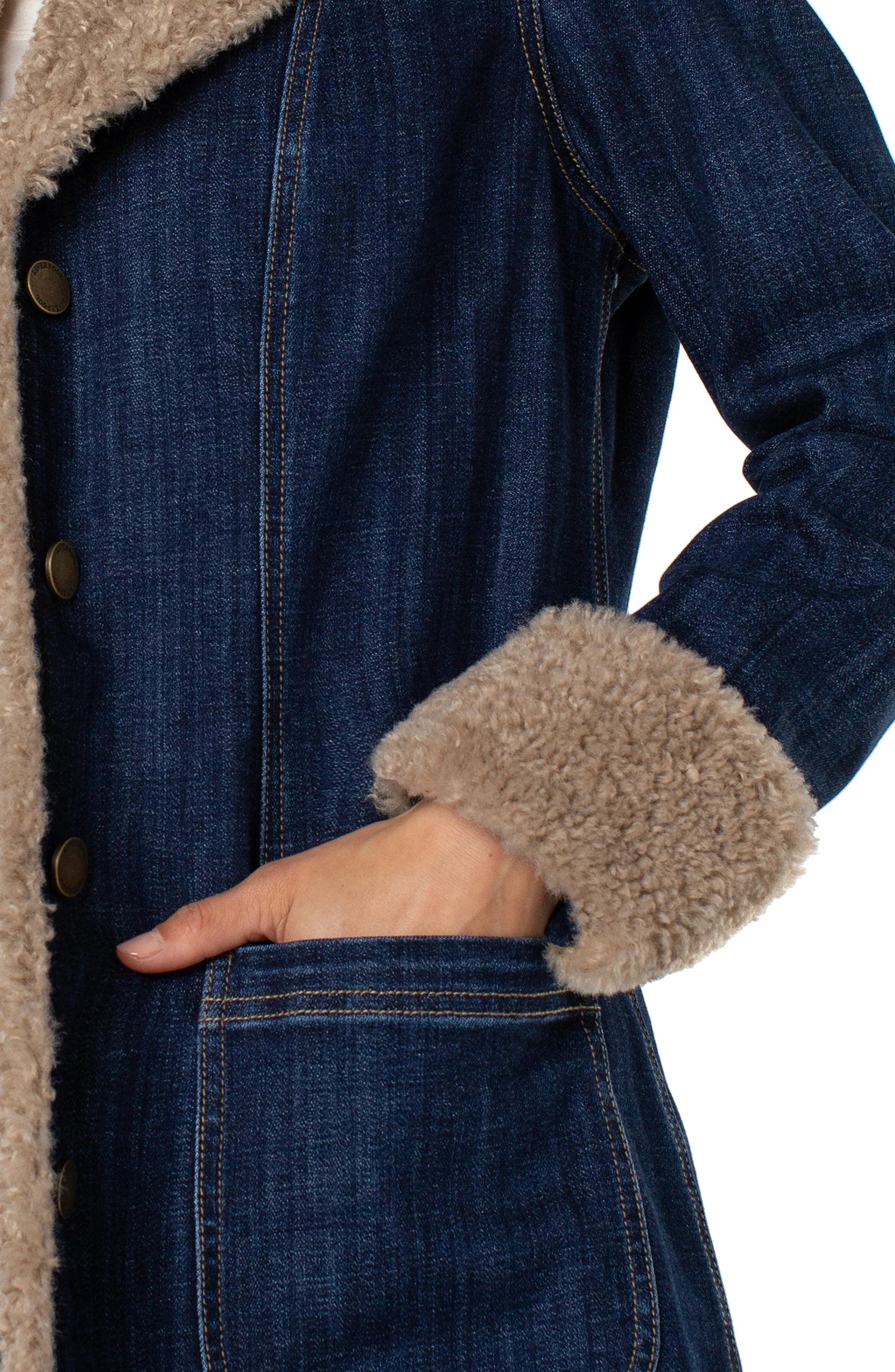 Sherpa Trimmed Notch Collar Jacket
