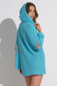 Crochet Long Sleeve Hooded Tunic