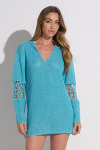 Load image into Gallery viewer, Crochet Long Sleeve Hooded Tunic
