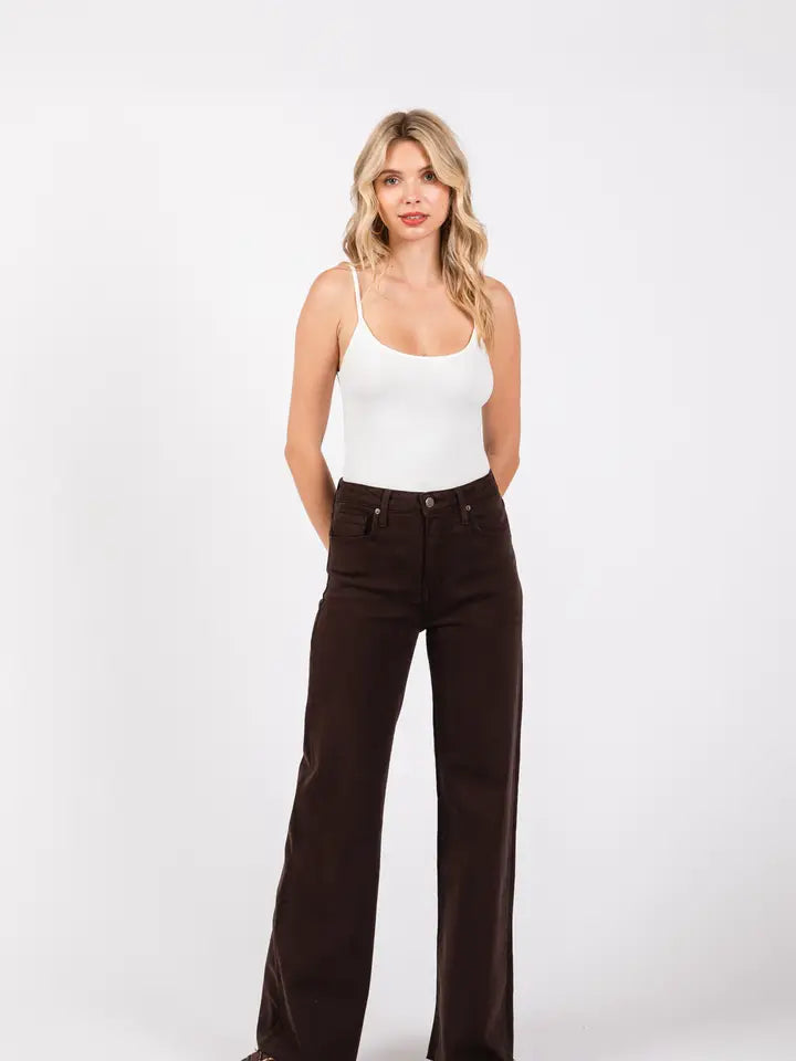 Paola  Raw Hem Wide Leg jean