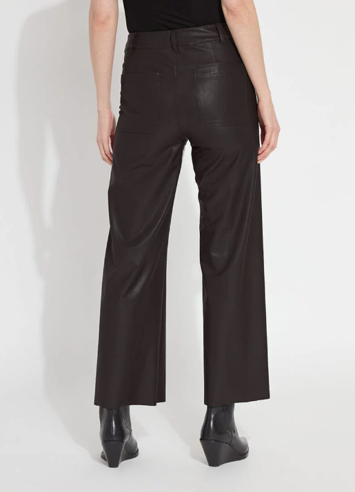 Hi Waist Vegan Leather Wide Leg Pant