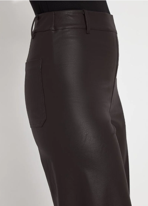Hi Waist Vegan Leather Wide Leg Pant