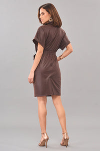 Belted Leatherette Dress