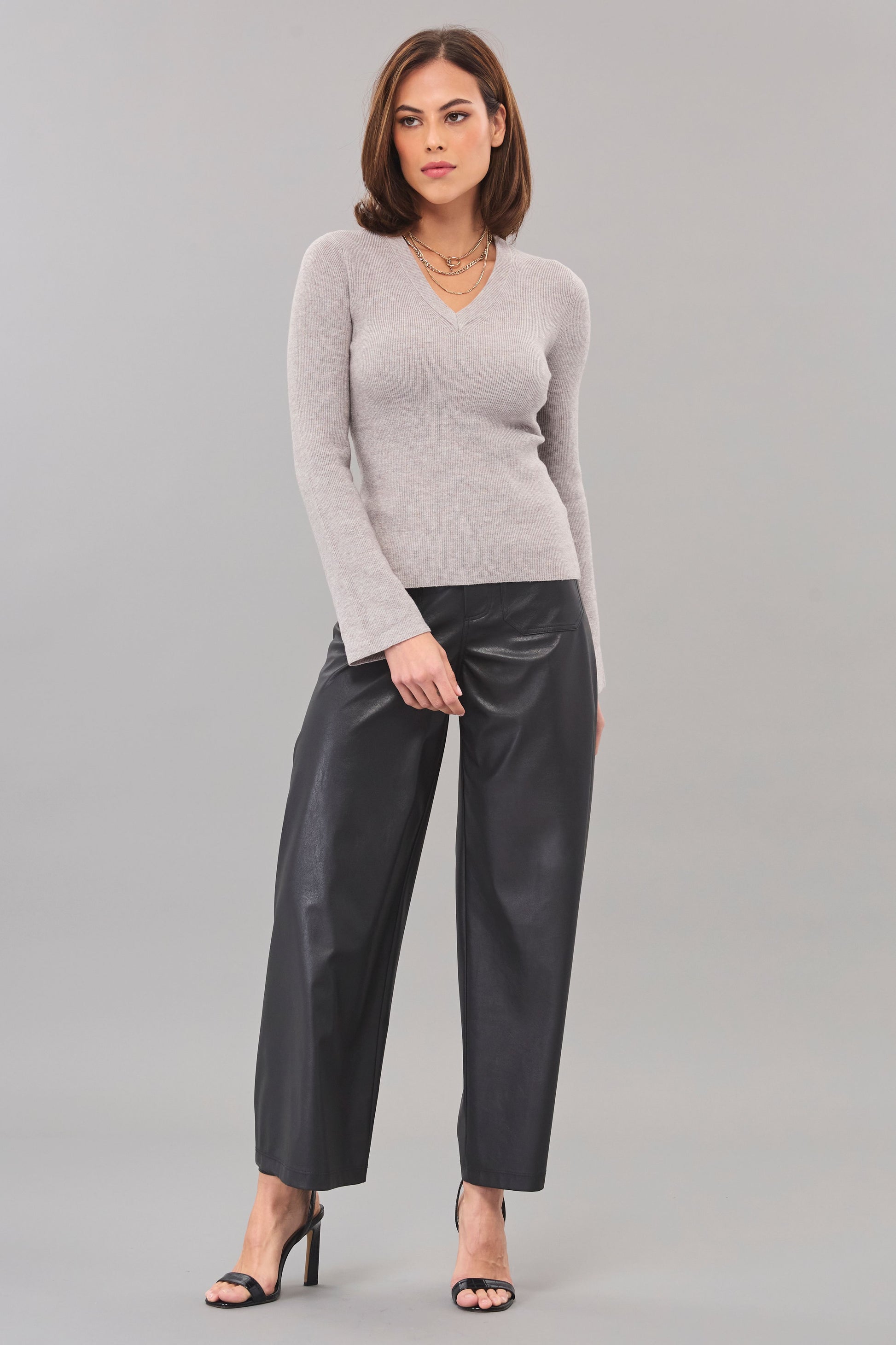 V Neck Flare Sleeve Sweater (more colors)