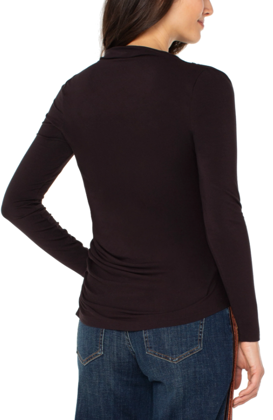 Long Sleeve Mock Neck Top w/Shirring