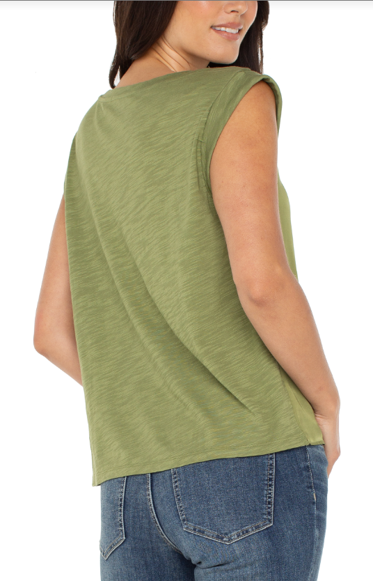 Sleeveless Woven To  Knit Top (more colors)