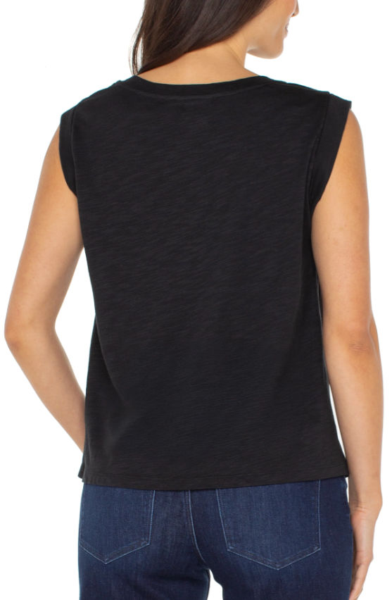 Sleeveless Woven To  Knit Top (more colors)