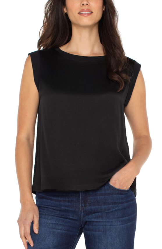 Sleeveless Woven To  Knit Top (more colors)