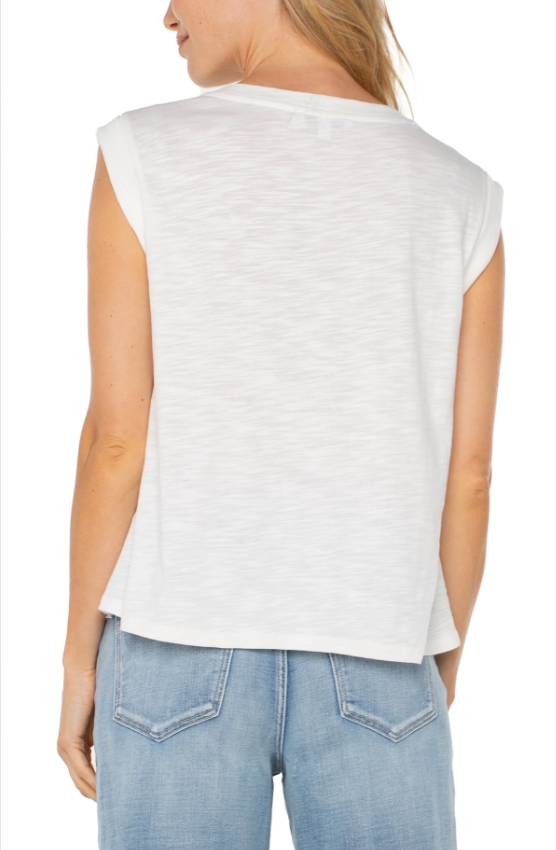 Sleeveless Woven To  Knit Top (more colors)