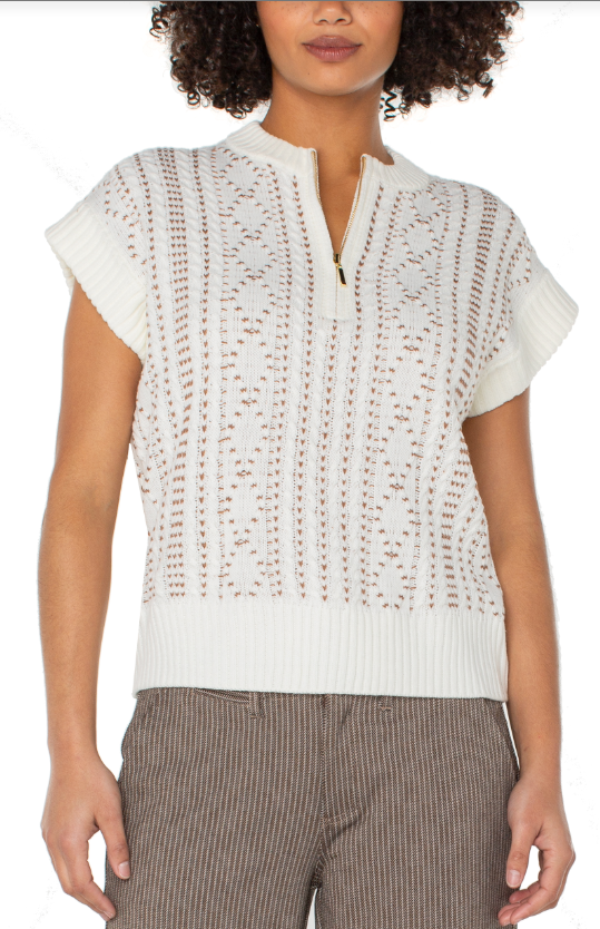 Cap Sleeve Dolman 1/2 Zip Sweater