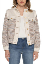 Load image into Gallery viewer, Cropped Denim Boucle Mix Fray Jacket
