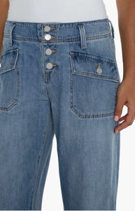 Super Stride Flap Pockets Wide Leg Jeans