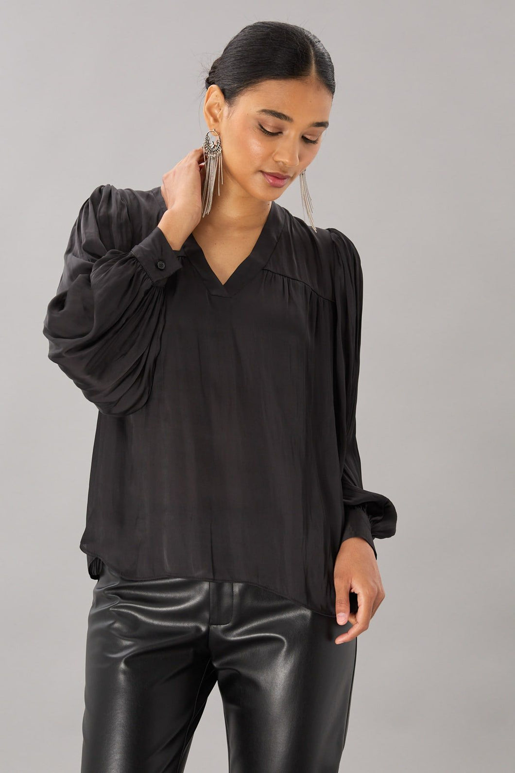 Vintage Satin V Neck Top (more colors)