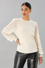 Load image into Gallery viewer, Rib Crew Neck with Chiffon Sleeves (more colors)
