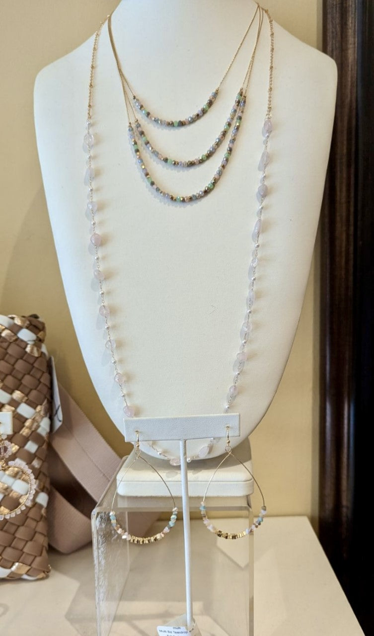 Bead and Pearl Long Necklace