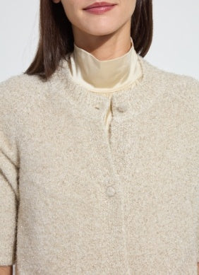 Kennedy Short Sleeve Lurex Feather Cardigan