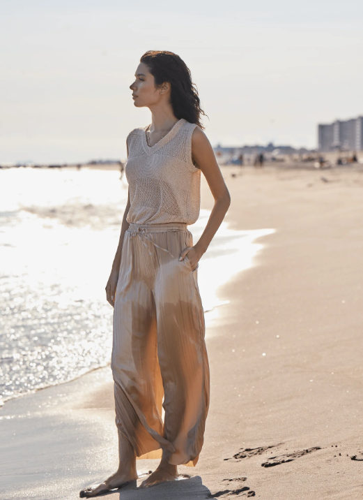 Bria Sequined V Neck Shell