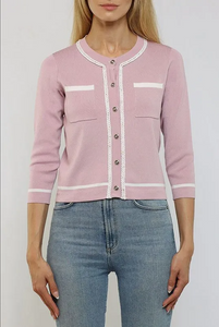 Crew Neck 3/4 Sleeve Cardigan