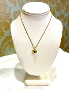 Gold Puffed Heart Necklace