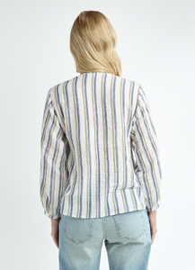 Long Sleeve Stripe Gauze Top