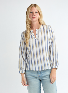 Long Sleeve Stripe Gauze Top