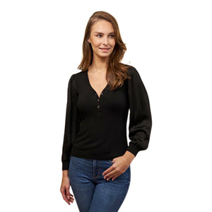 Puff Sleeve Henley Top (more colors)