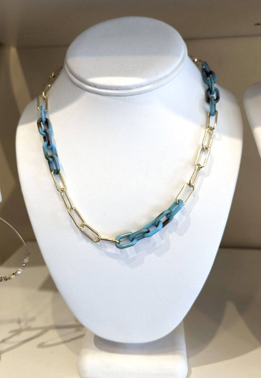 Gold Link Turquoise Necklace