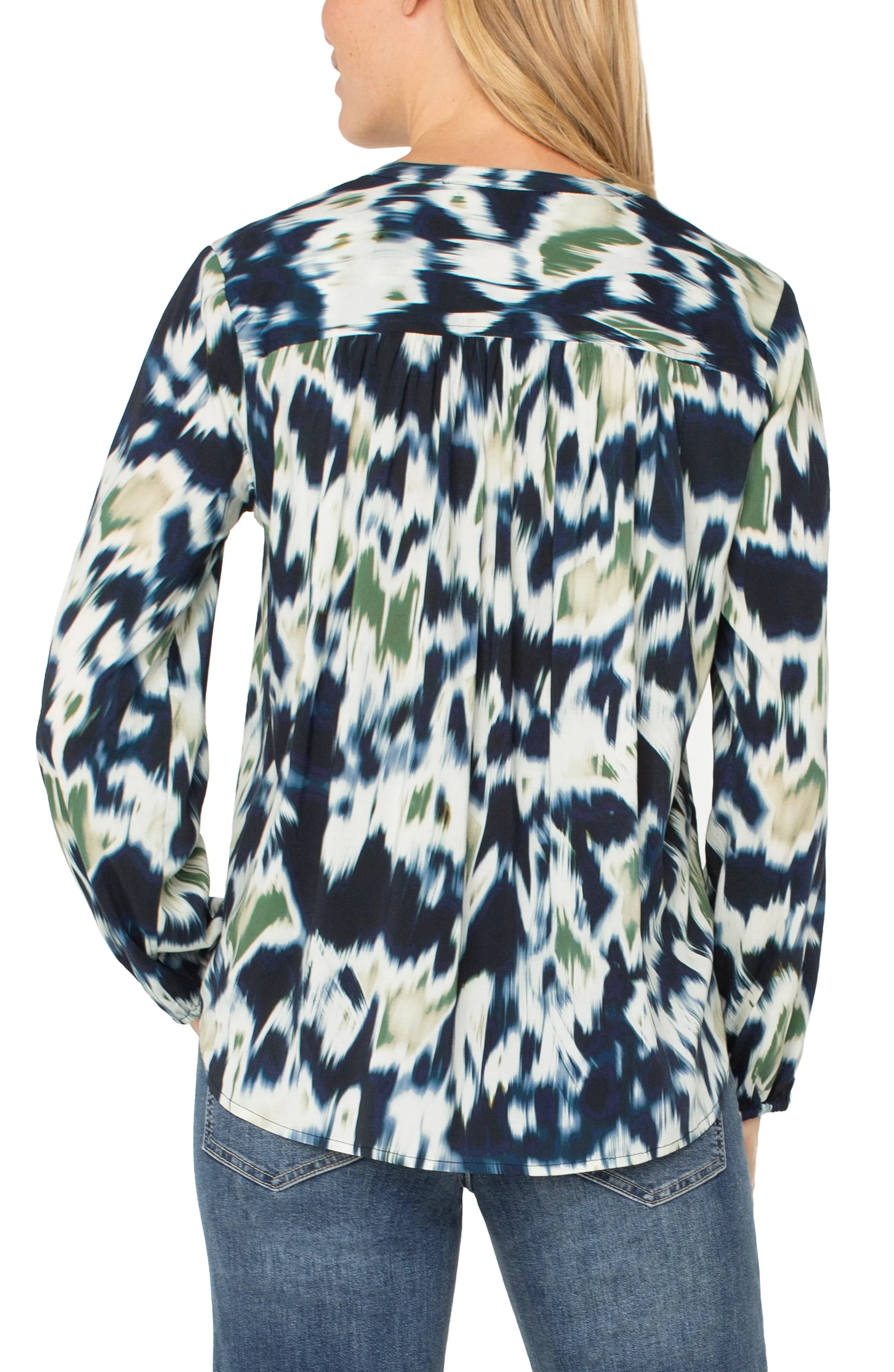 Button Front Shirred Blouse