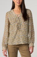 L/S Lace Up Front Woven Blouse