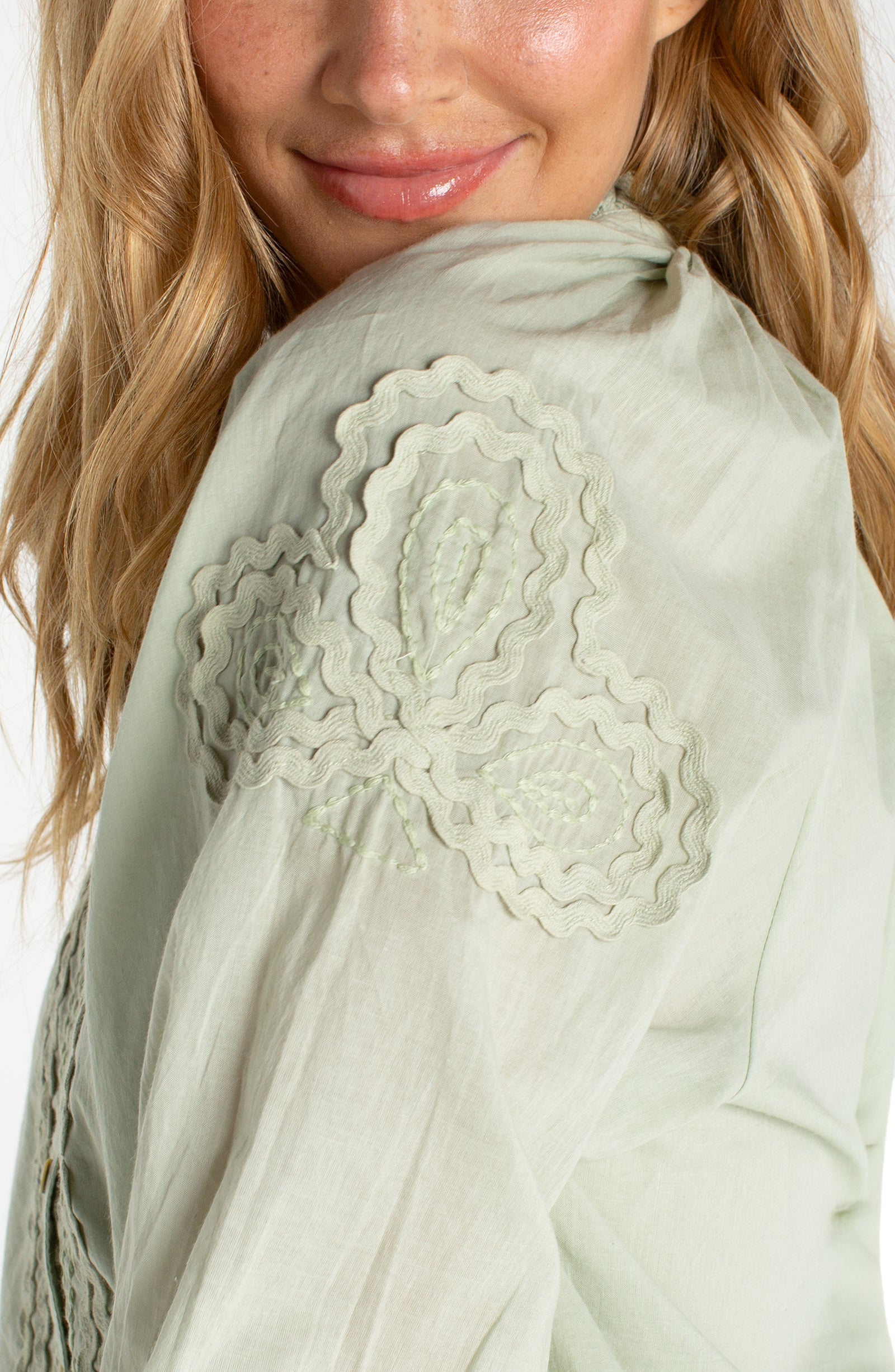 Embellished Button Front Top