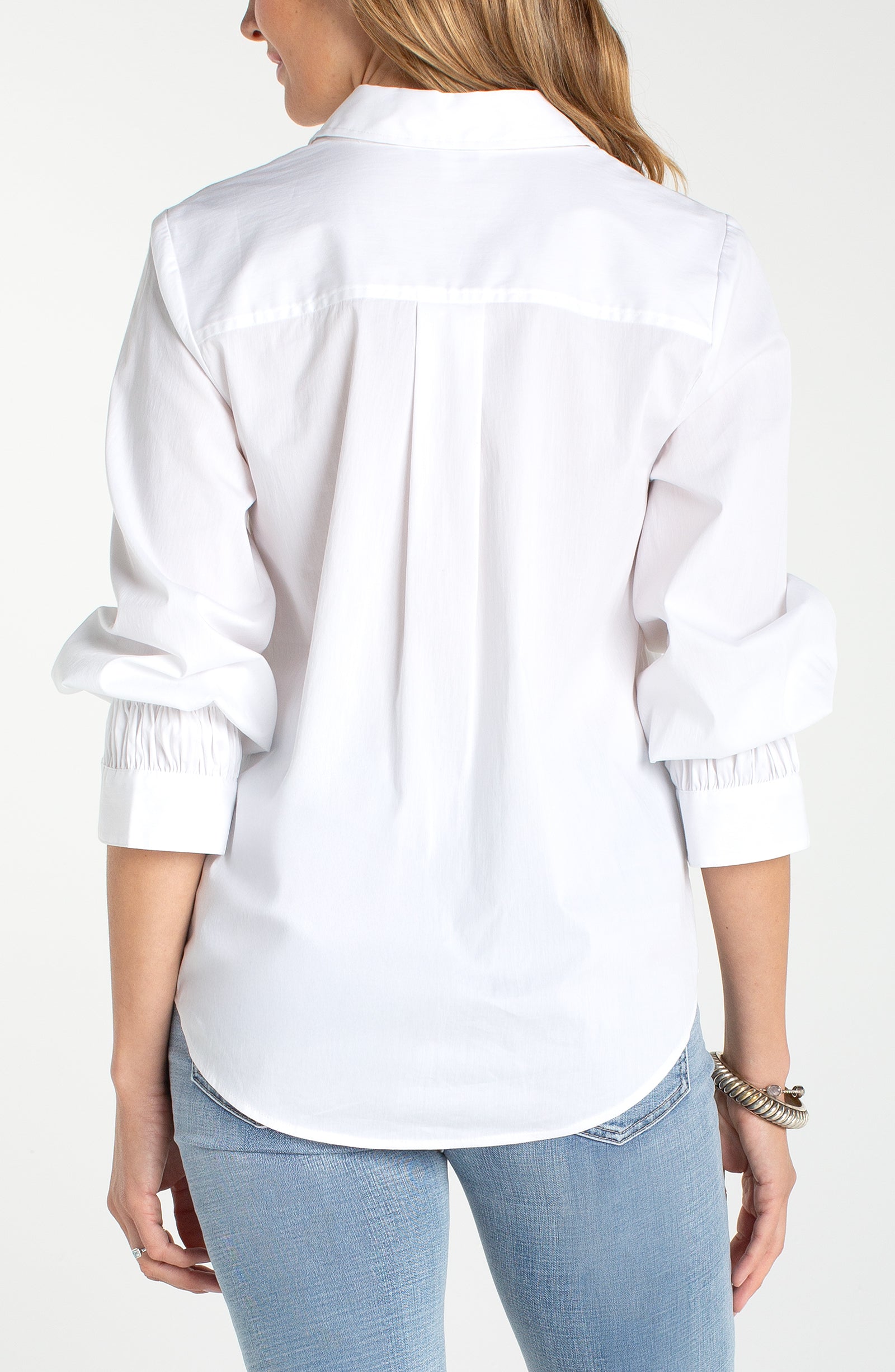 Adjustable Sleeve Button Front Top