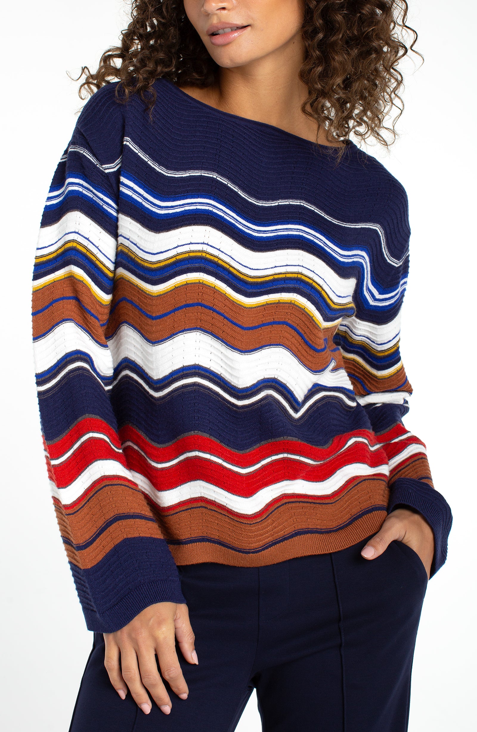 L/S Boat Neck Scallop Sweater