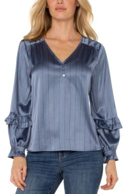 L/S Woven Blouse w/Ruffles