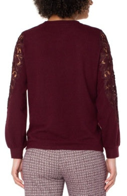 Long Sleeve Lace Inset Sweater