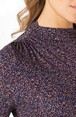 L/S Mock Neck Knit Top w/Shirring