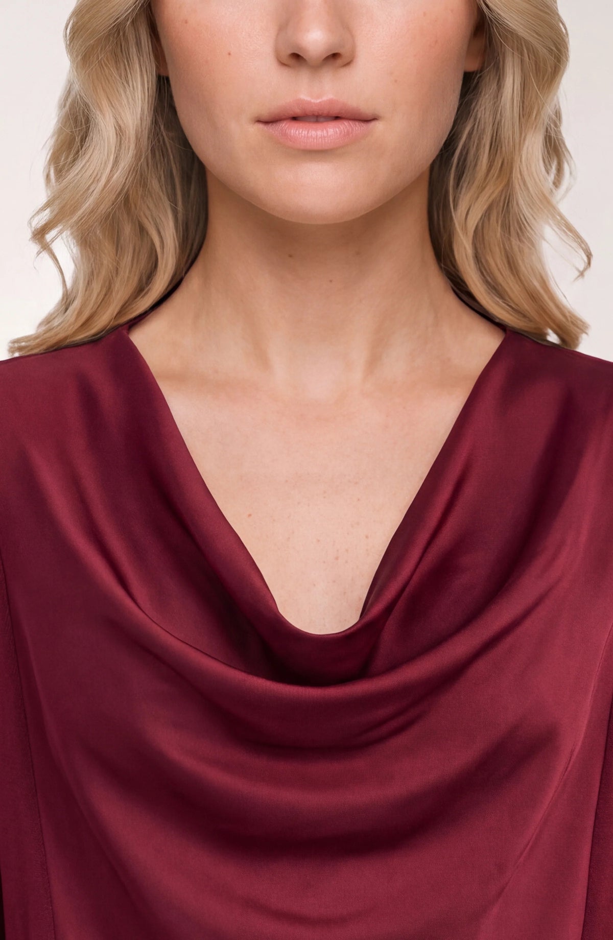 Draped Neck Mix Media Sweater