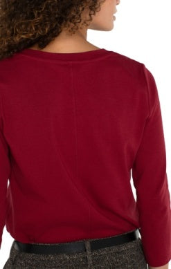 3/4 Sleeve Scoop Neck Knit Tee