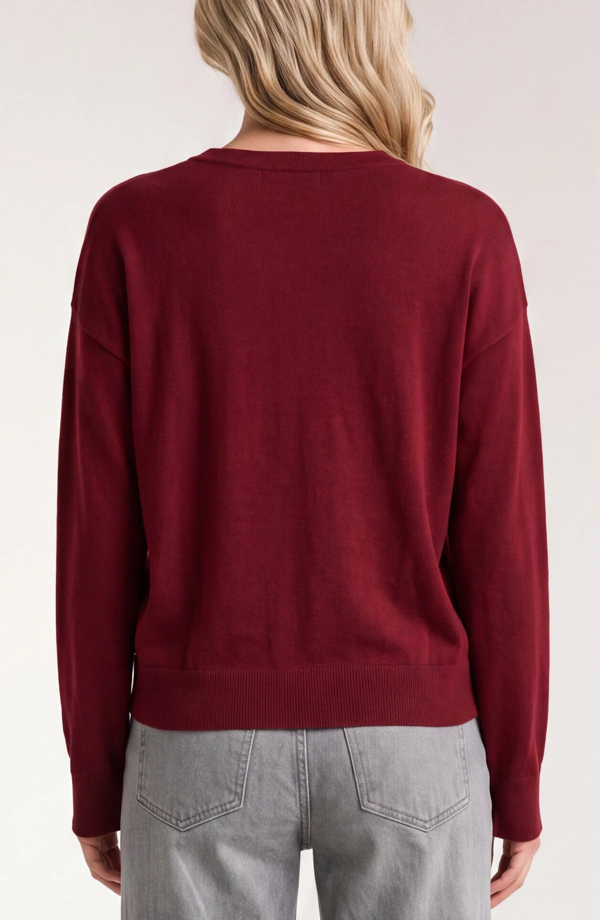 Draped Neck Mix Media Sweater