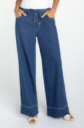 Tie Waist Wide Leg Denim Pant