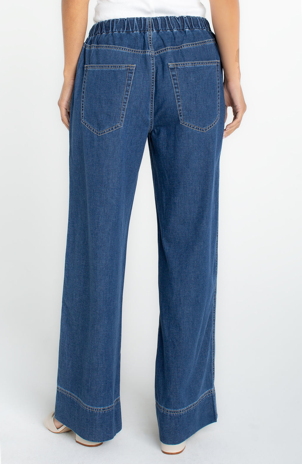 Tie Waist Wide Leg Denim Pant