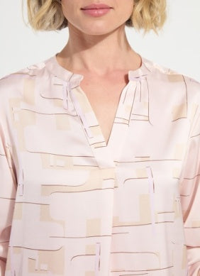 Ashanti Roll Tab Printed V Neck Shirt