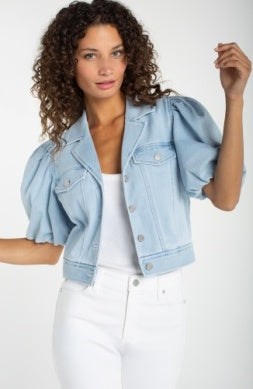 Puff Sleeve Cropped Trucker Jacket