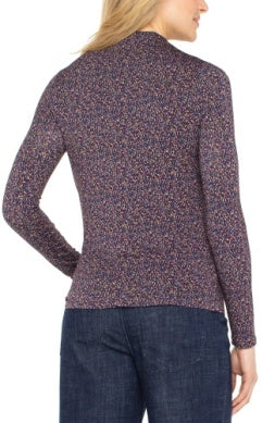 L/S Mock Neck Knit Top w/Shirring