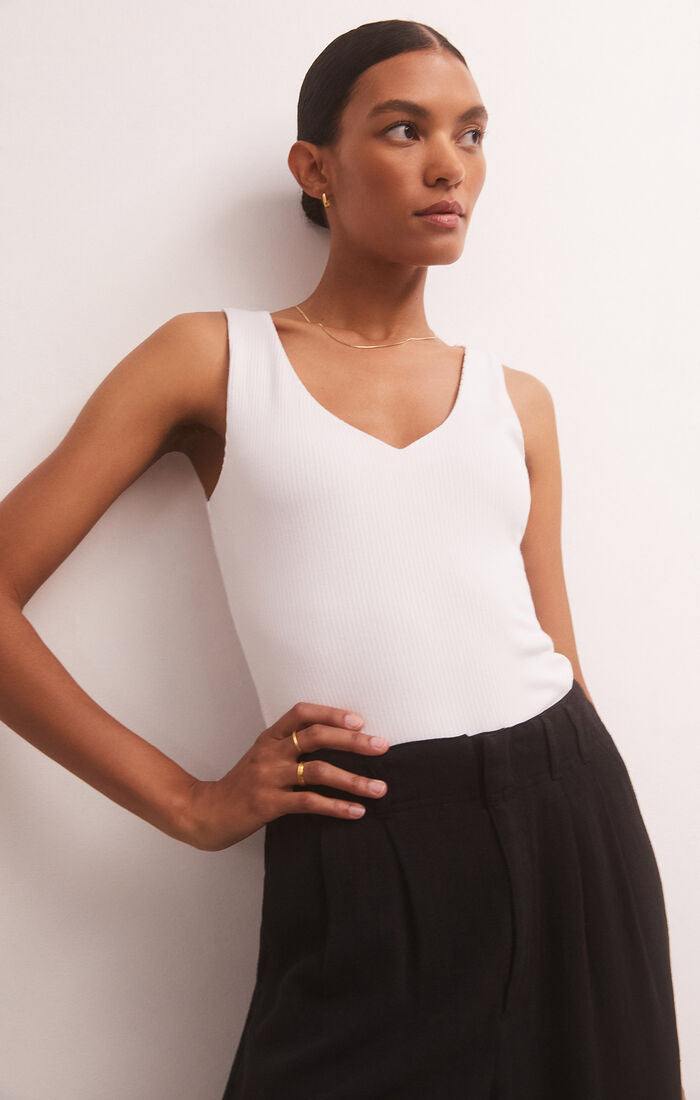 Avala V Neck Rib Top